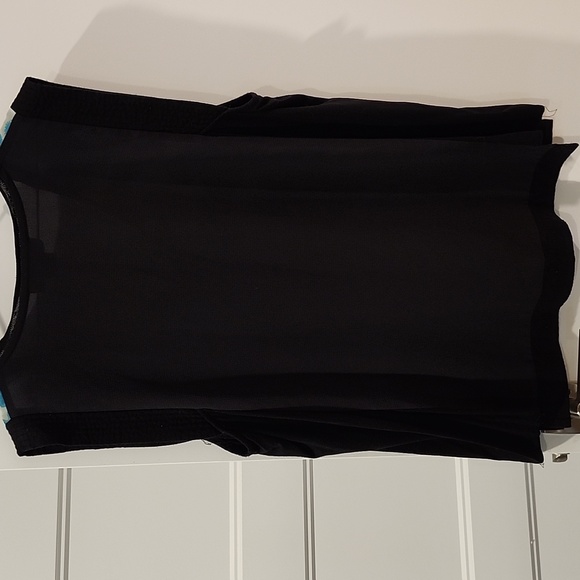 Michel Studio Teal and Black Floral Tank Top - Picture 3 of 3